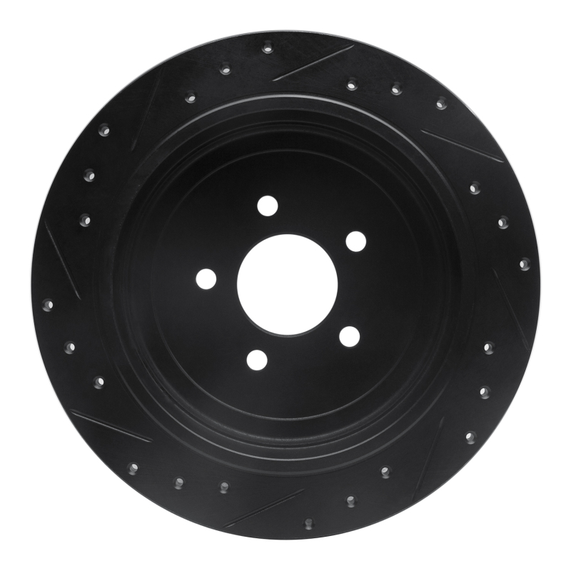 Lincoln Town Car Brake Rotor (1) - Rear Right - R1 Concepts - Drilled & Slotted - Black - `03-`11